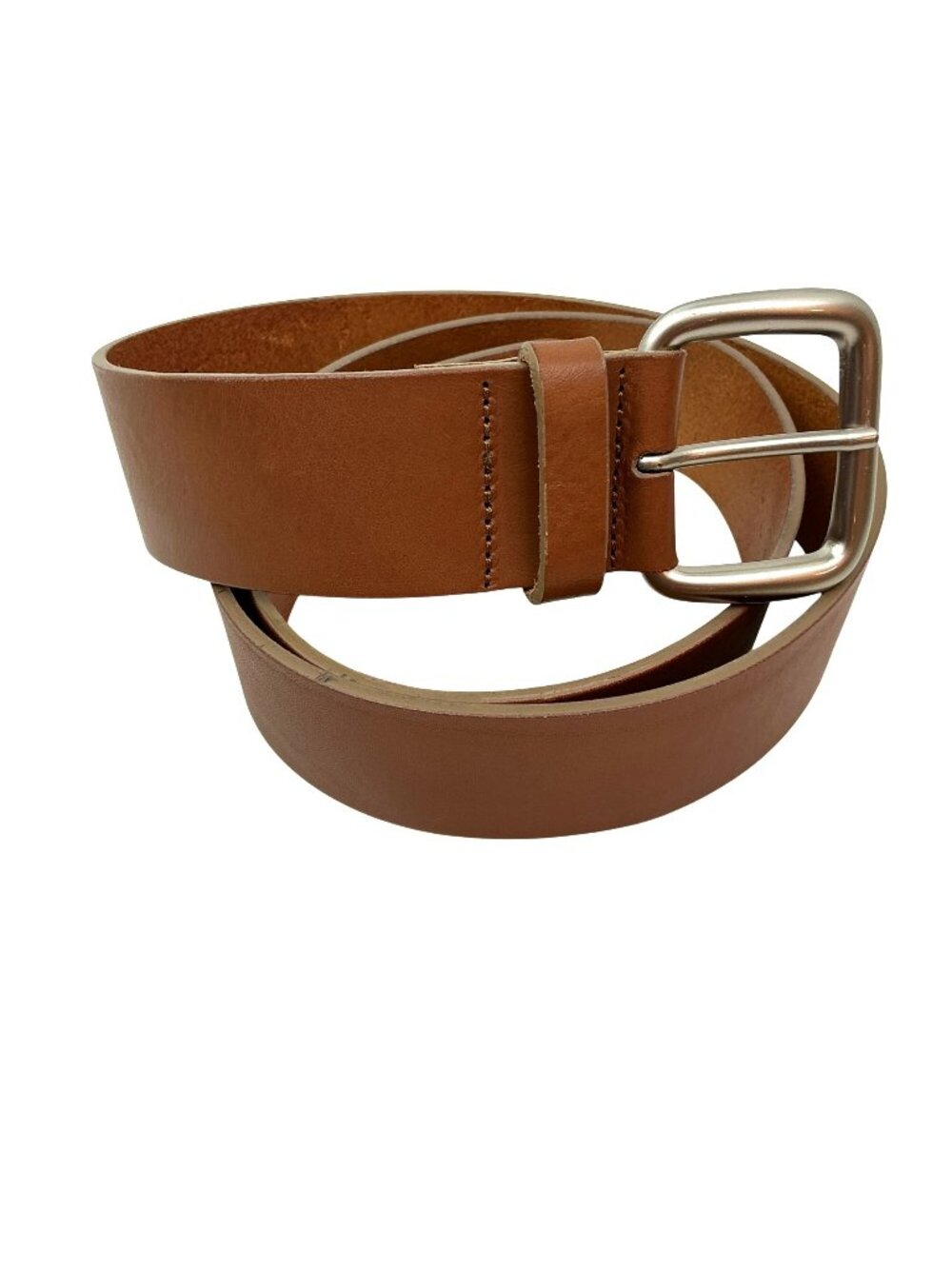 Talbots Italian Genuine Leather Belt Silver Buckle Womens Large Brown